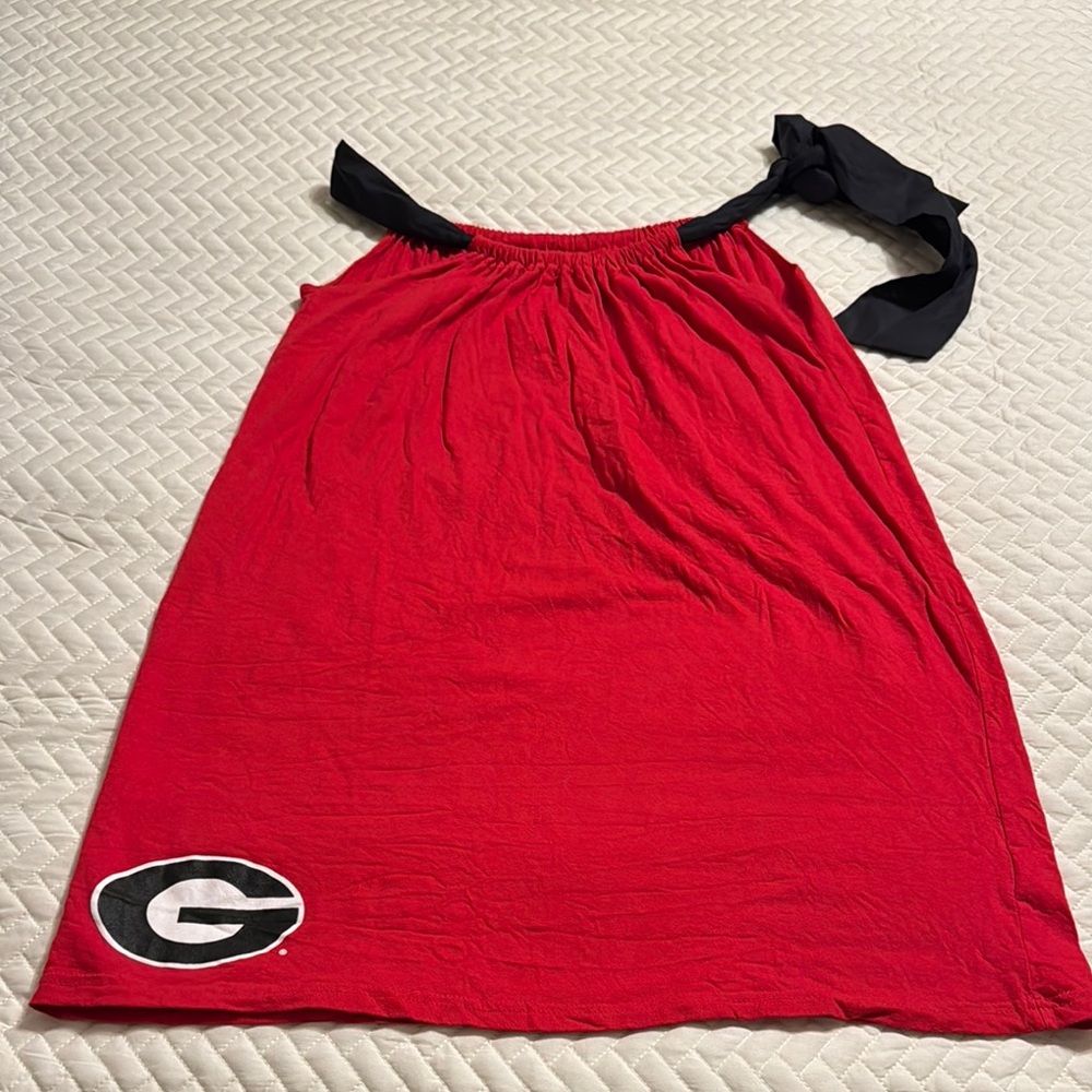 Red and Black georgia bulldog cotton mini Dress